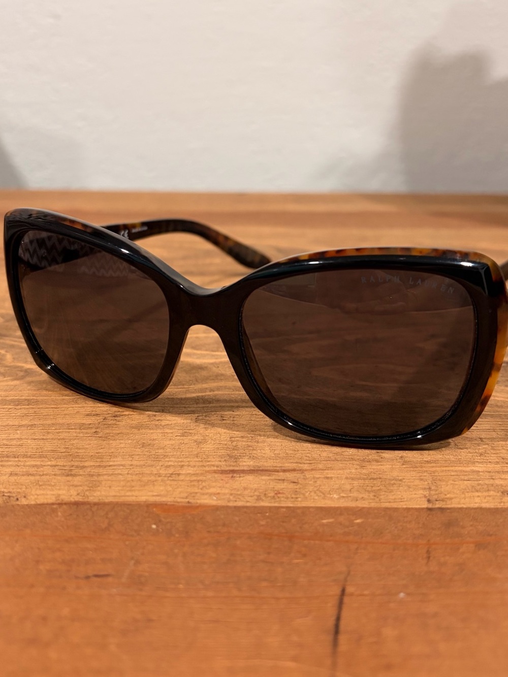 Ralph Lauren Tortoiseshell Oversized Sunglasses with Dark Brown Lenses